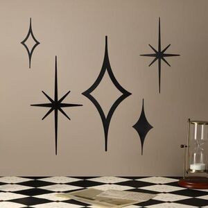 New 5 Pieces Modern Metal Starburst Vintage Style Diamond Accent for Wall Decor